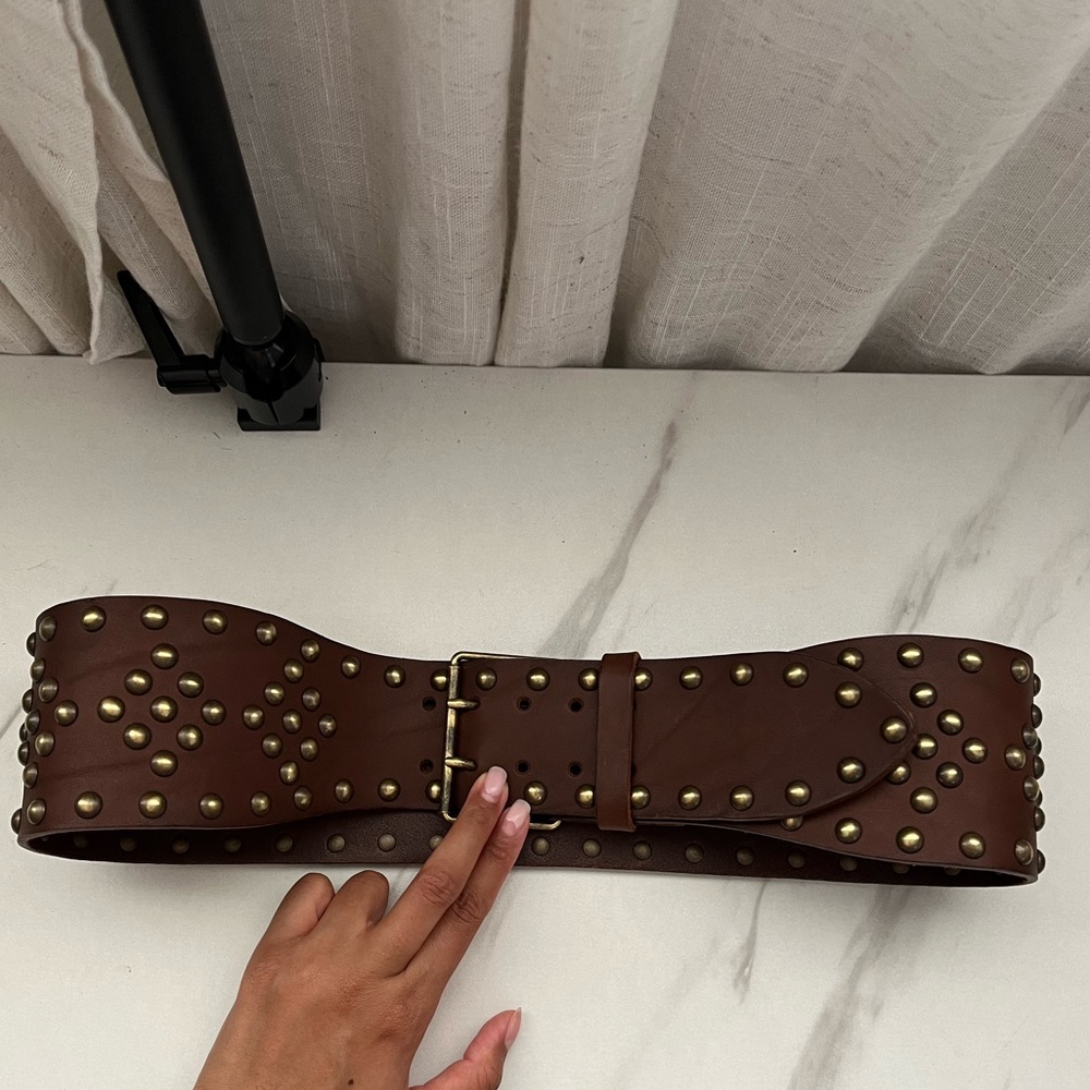 RARE Saint Laurent Brown Studded Belt